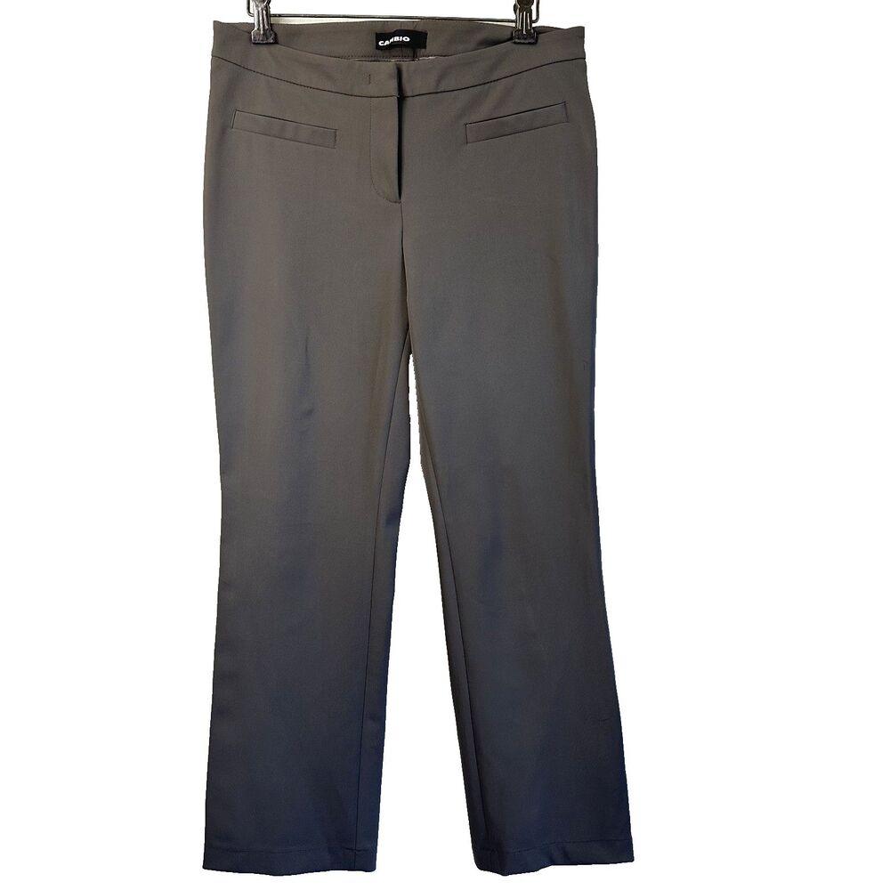 Cambio Women's Famous Brown Slight Flare Pockets Flat Front Stretch Pants Sz 8